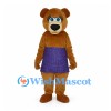 Bear Mascot Costume in Brown with Purple Skirt