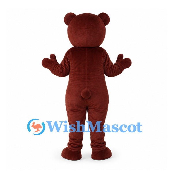 Bear Mascot Costume in Burgundy with Rounded Ears