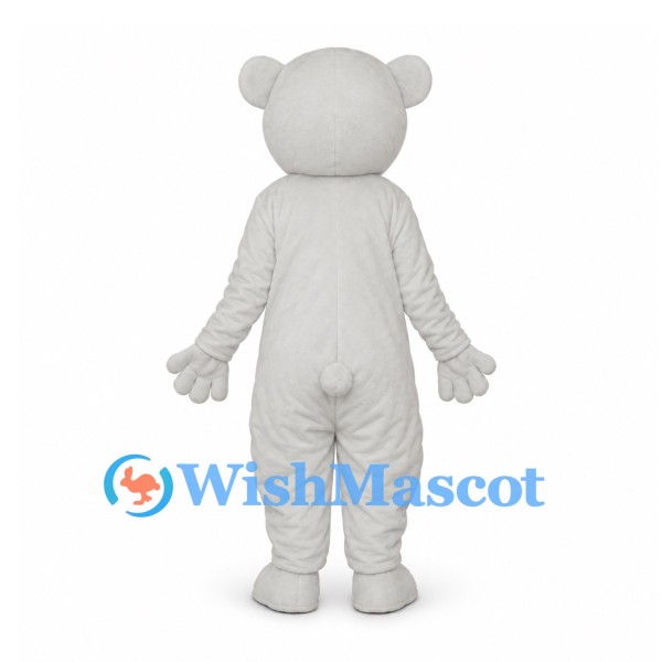 Polar Bear Mascot Costume in White with Smiling Face