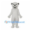 Polar Bear Mascot Costume in White with Smiling Face