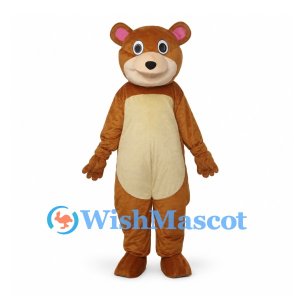 Bear Mascot Costume in Brown with Cream Belly