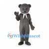 Bear Mascot Costume in Gray with White Neck Bow