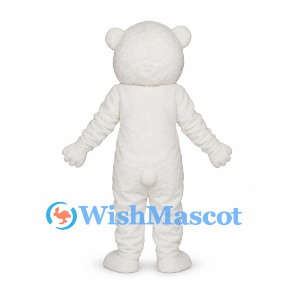 Polar Bear Mascot Costume in White with Black Paw Details