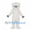 Polar Bear Mascot Costume in White with Black Paw Details