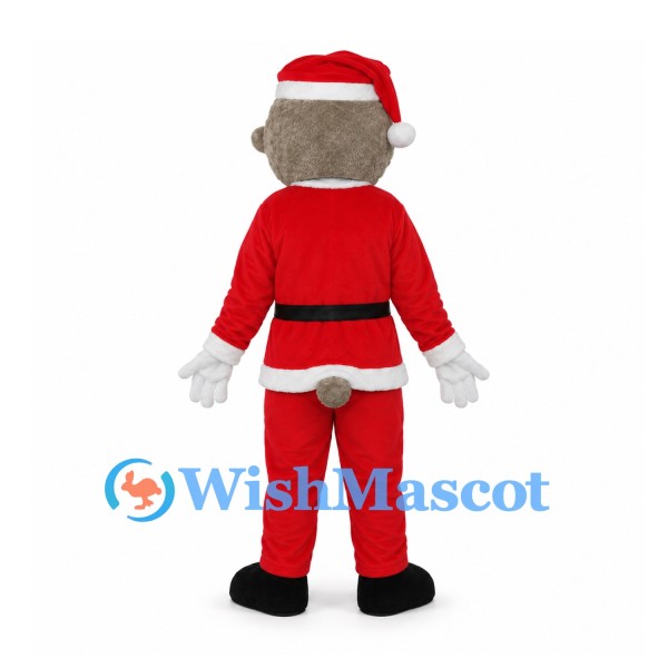 Christmas Bear Mascot Costume with Red Santa Suit and Hat