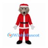 Christmas Bear Mascot Costume with Red Santa Suit and Hat