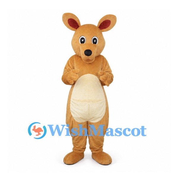 Kangaroo Mascot Costume in Tan with Cream Belly and Pouch