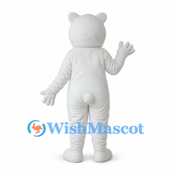 Polar Bear Mascot Costume in White with Rounded Muzzle
