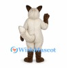 Siamese Cat Mascot Costume with Cream Fur and Dark Face