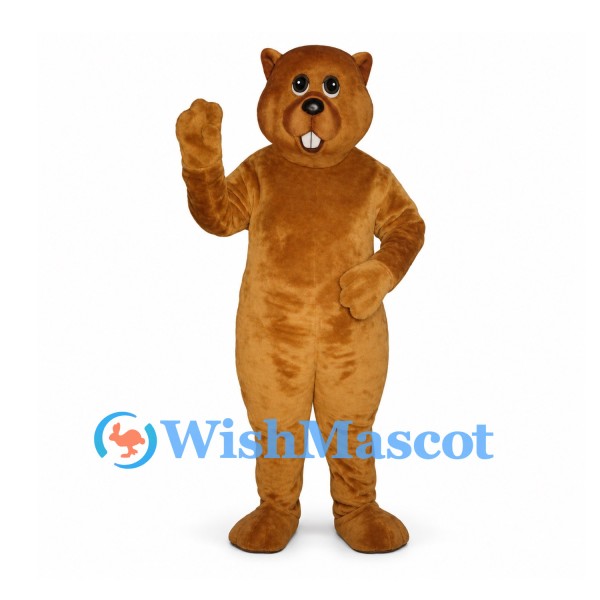 Beaver Mascot Costume in Brown with Buck Teeth and Flat Tail