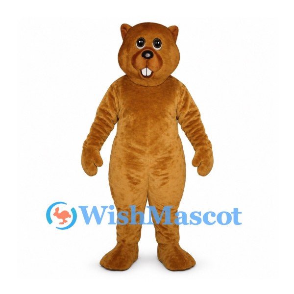 Beaver Mascot Costume in Golden Brown with Flat Tail