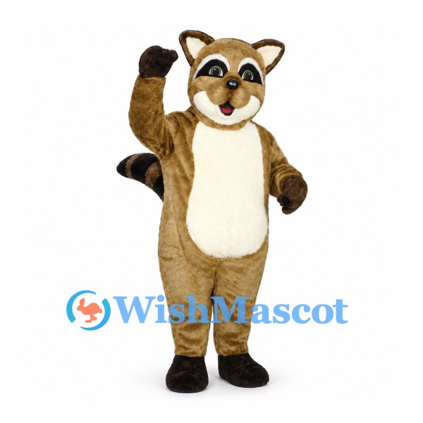 Raccoon Mascot Costume in Brown with Cream Belly and Ringed Tail