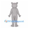 Bear Mascot Costume in Light Gray with Pink Inner Ears