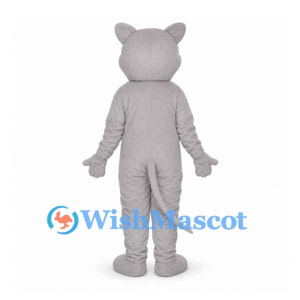 Bear Mascot Costume in Light Gray with Pink Inner Ears