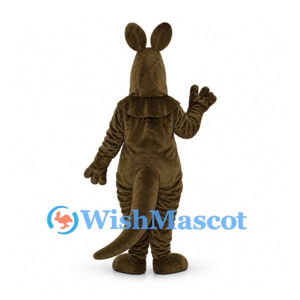 Kangaroo Mascot Costume in Dark Brown with Yellow Inner Ears