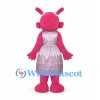 Pink Creature Mascot Costume with Long Ears and Lavender Dress