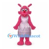 Pink Creature Mascot Costume with Long Ears and Lavender Dress