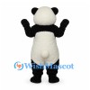 Panda Mascot Costume in Black and White with Long White Belly