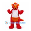 Dragon Mascot Costume in Red with Orange Spikes and White Shirt