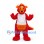 Dragon Mascot Costume in Red with Orange Spikes and White Shirt