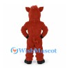 Boar Mascot Costume in Reddish Brown with Tusks and Black Hooves