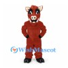 Boar Mascot Costume in Reddish Brown with Tusks and Black Hooves