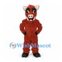 Boar Mascot Costume in Reddish Brown with Tusks and Black Hooves