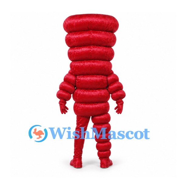 Spiral Monster Mascot Costume in Red with Stacked Rings and Long Legs