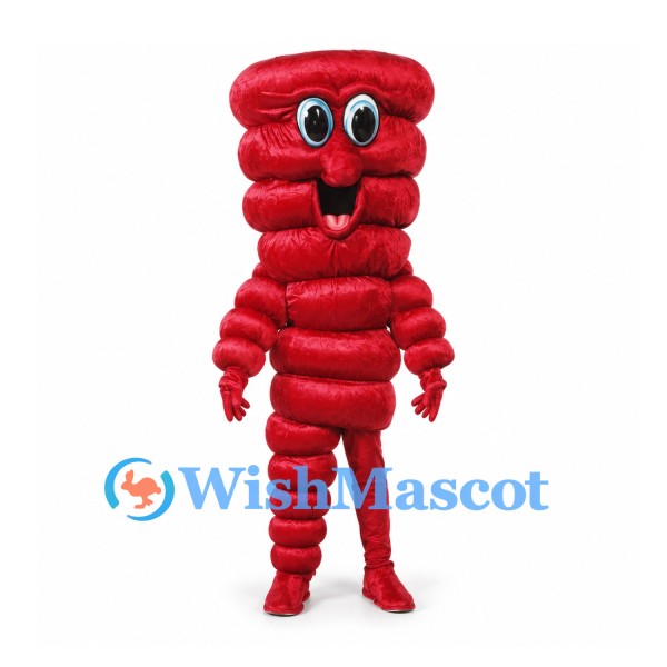 Spiral Monster Mascot Costume in Red with Stacked Rings and Long Legs
