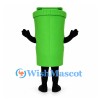 Trash Can Mascot Costume in Green with Smiling Face