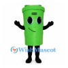 Trash Can Mascot Costume in Green with Smiling Face