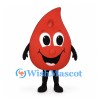 Blood Drop Mascot Costume in Red with Smiling Face