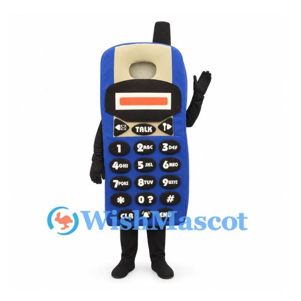 Mobile Phone Mascot Costume in Blue with Keypad and Antenna