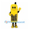 Mobile Phone Mascot Costume in Yellow with Smiling Face and Keypad