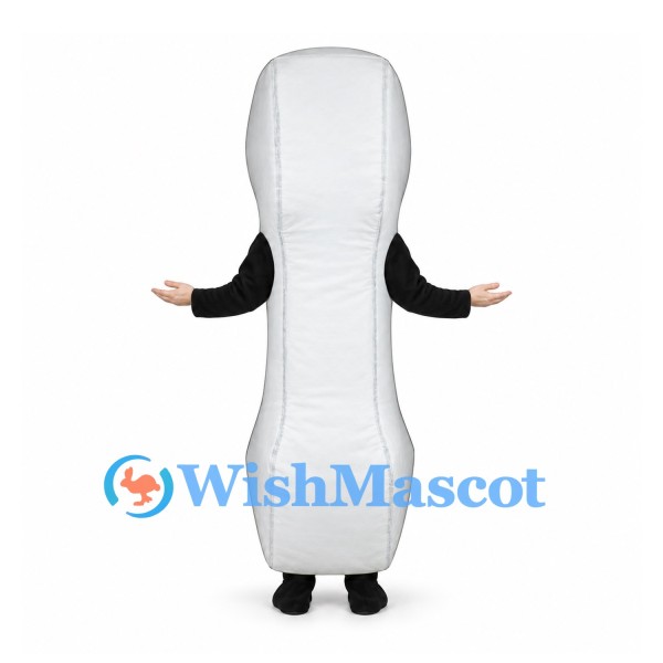 Telephone Receiver Mascot Costume in White with Black Sleeves