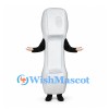 Telephone Receiver Mascot Costume in White with Black Sleeves