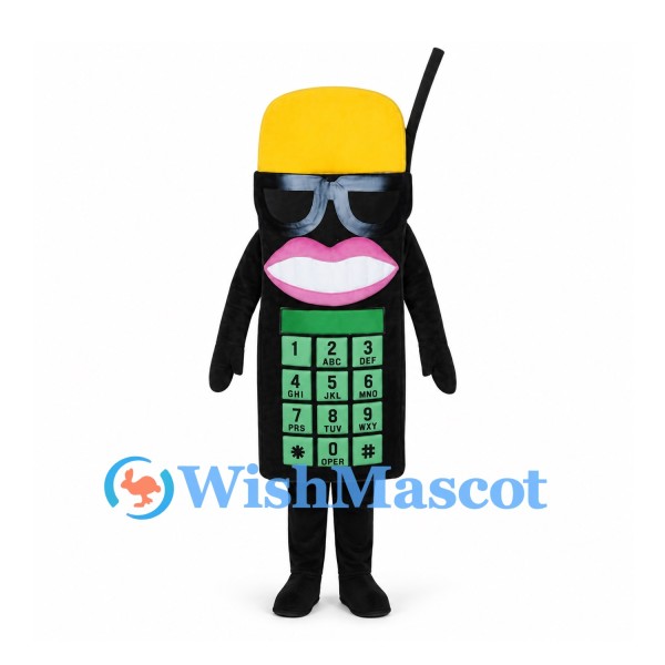 Mobile Phone Mascot Costume with Yellow Top and Green Keypad