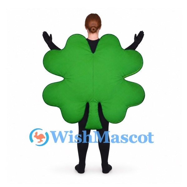 Clover Mascot Costume in Green with Open Face Design