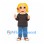 Girl Mascot Costume with Blonde Hair and Striped Shirt