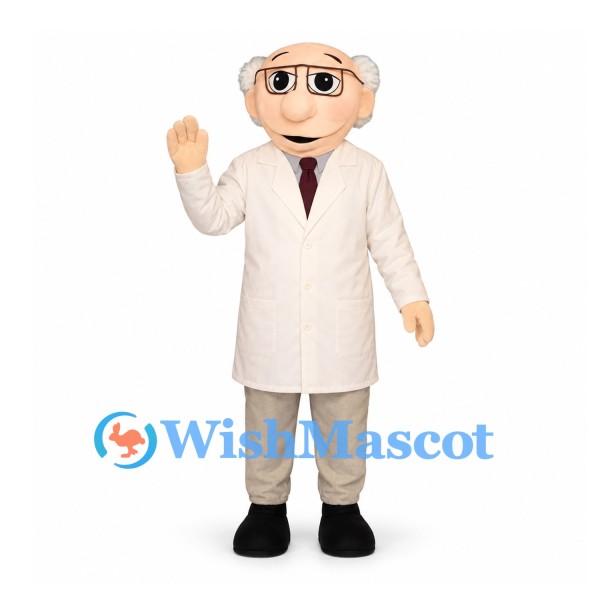 Scientist Mascot Costume with White Coat and Glasses