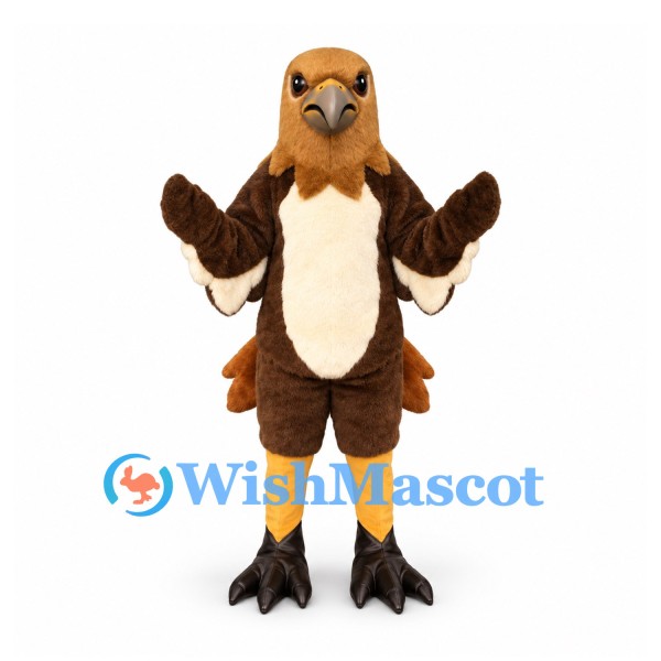 Eagle Mascot Costume in Brown with Layered Tail Feathers