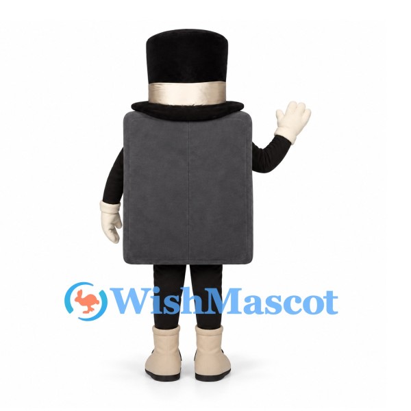 Safe Mascot Costume in Gray with Black Top Hat