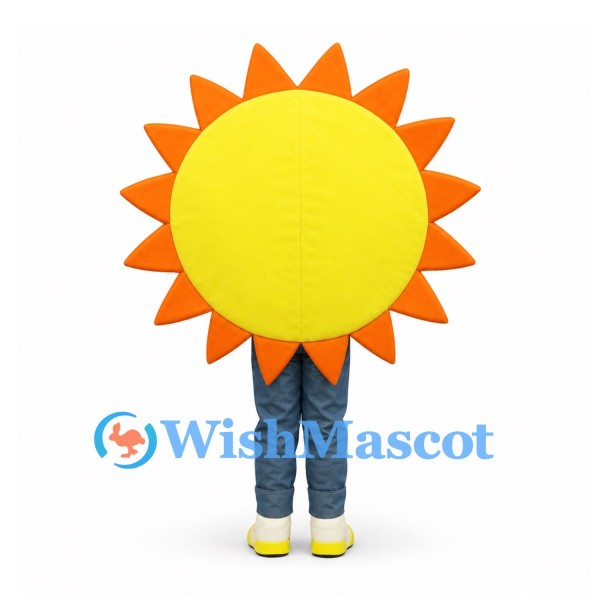 Sun Mascot Costume with Orange Rays and Black Sunglasses