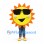 Sun Mascot Costume with Orange Rays and Black Sunglasses
