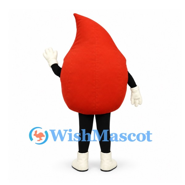 Blood Drop Mascot Costume in Red with White Gloves