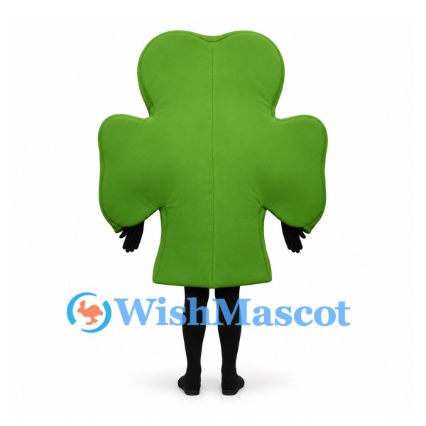 Clover Mascot Costume in Green with Open Face Design