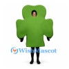 Clover Mascot Costume in Green with Open Face Design