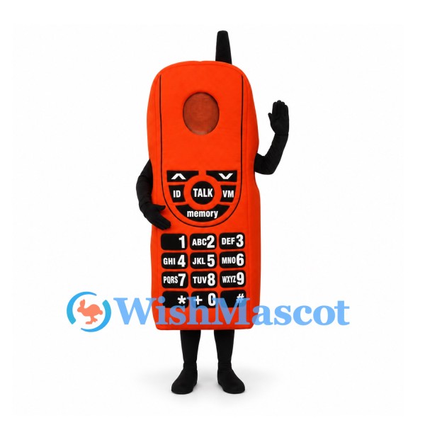 Mobile Phone Mascot Costume in Orange with Black Keypad