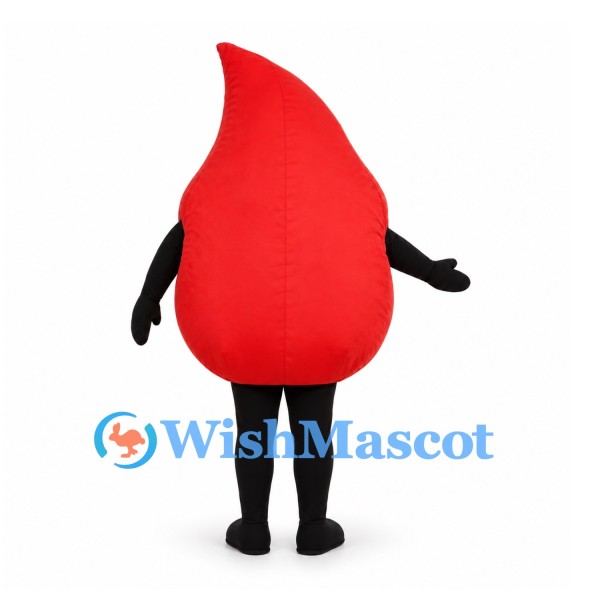 Blood Drop Mascot Costume in Red with Large Smiling Face