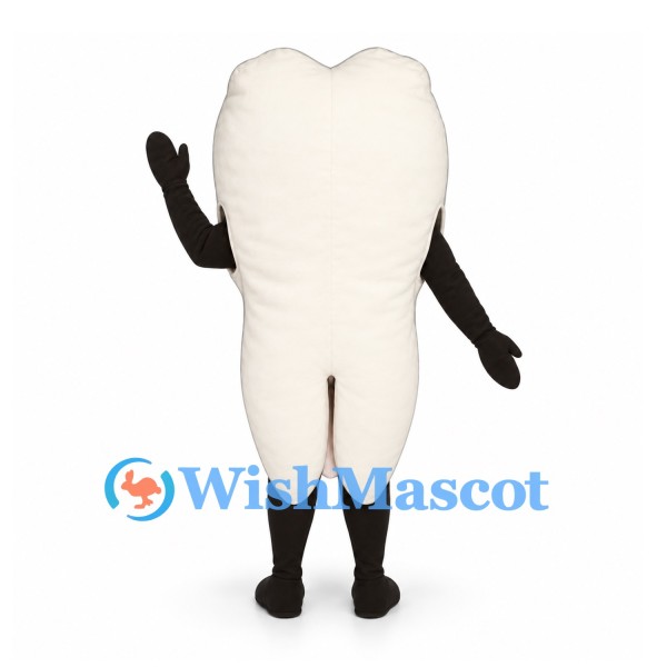 Tooth Mascot Costume in White with Smiling Face